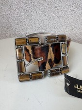 Leatherock Mixed Media Leather Statement Belt Womens Size S/M Tan Animal Print LEATHEROCK Leather Animal Print Belts for Women for sale | eBay main image 2