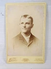 Cabinet Card Man with very unusual Hair Photo By Wires in Lynn Mass
