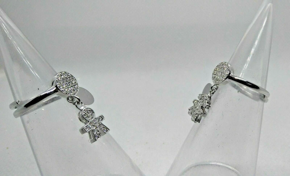 Anello Bebè-Boy & Girl in Argento 925/1000 Rodiato con Zirconi Extra Bianchi - Immagine 2 di 3