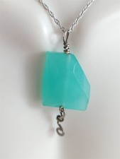 Vintage Sterling Silver Faceted Blue Green Gemstone Necklace 18" - 8.8 Grams