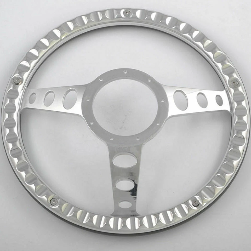 14" Billet Aluminum 9 Hole Steering Wheel Kit w/ Horn Button & Adapter - Image 2 of 4