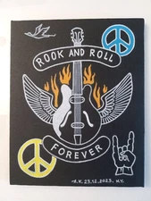 Painting Pencil Drawing ROCK N ROLL free shipping