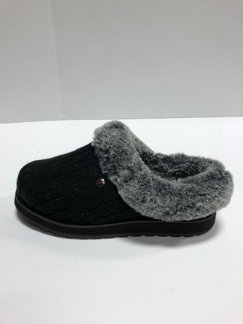 Skechers Keepsakes Womens Slippers Black Faux Fur US7 Wide | eBay