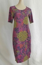 Lularoe Bodycon Half Sleeve Pullover Scoop Neck Rayon Blend Multi-Color Size XS