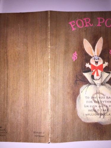 Vintage Hallmark Birthday Card No envelope 1967 Australian One Cent Coin Bunny - Picture 8 of 8
