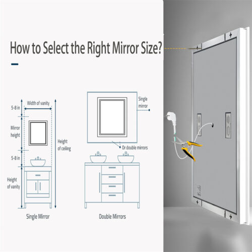 LUVODI Bluetooth LED Bathroom Mirror Dual Lights Anti-Fog Makeup Mirror Music - Picture 19 of 22