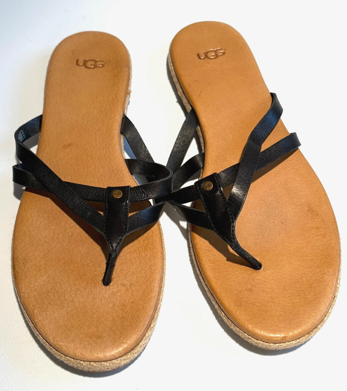 Sandali infradito Ugg donna taglia 9 Annice neri in pelle infradito infradito infradito con cinturino