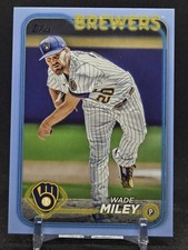 2024 Topps Series Wade Miley Father's Day Blue /50 #671 Brewers