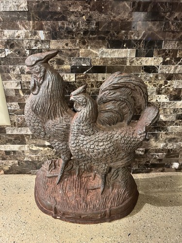 Antique Cast Iron Rooster Doorstop Home Decor 11” X 8” Door Stop