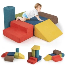 6 Pcs Toddler Climbing Blocks with Handles Chenille Fabric Cover Corner Play Gym