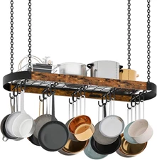 39.4" Hanging Pot Rack Space Saving Pot Hanger For Kitchen Ceiling Pan Hanging
