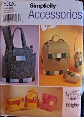 Simplicity #5320 BAGS SEVEN DESIGNS  Uncut Sewing Pattern Fat Quarters