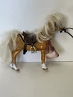 Vintage 1998 Mattel Barbie Tan Walking Horse With Bridle, Blanket & Saddle