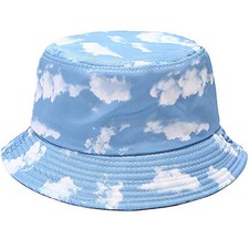 Trendy Bucket Hat Beach Sun Hat for Women Men Summer Sun One Size Cloud