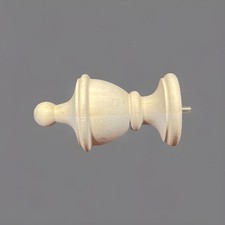 2 Wood Estate Finial, for 2 pole, Unfinished 7 Long