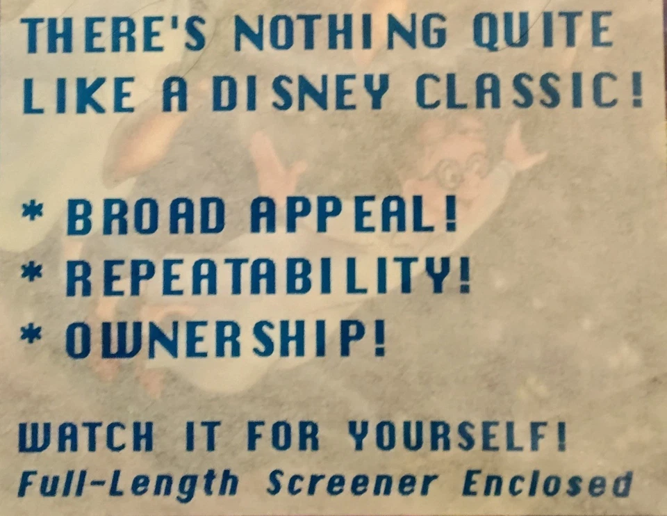 Peter Pan VHS Clamshell (Demo VHS 1990) Screener Promo Black Diamond RARE!!! - Image 4 of 4