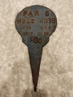 RARE Antique Golf Par 5 Country Club Cast Iron Marker Sign Gas Oil Metal Vintage
