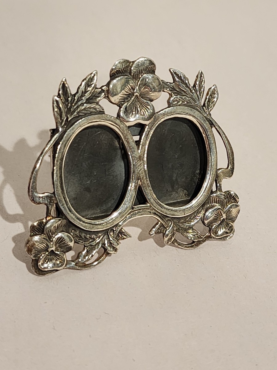 STERLING SILVER 925 DOUBLE PICTURE FRAME MINIATURE DRESSING TABLE NOUVEAU STYLE