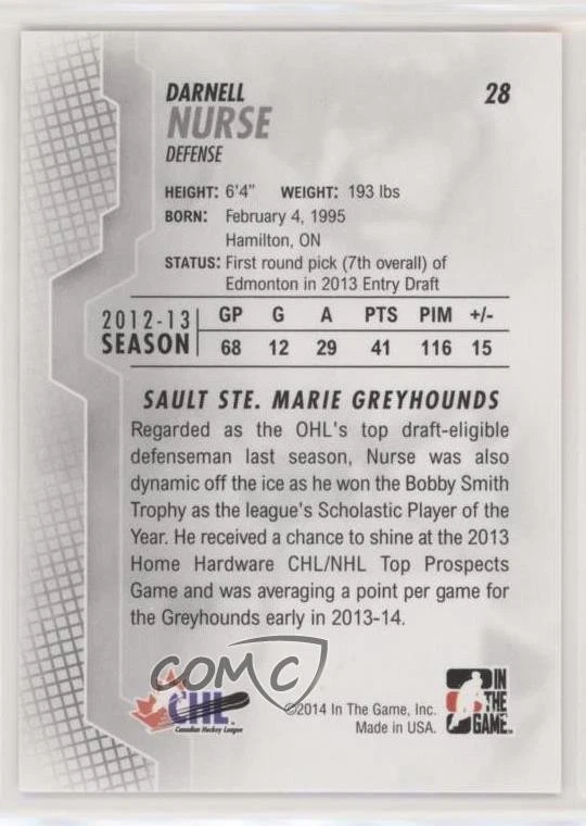 2013-14 ITG Heroes and Prospects Darnell Nurse #28 - Image 2 of 2
