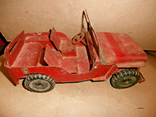 Vintage Tin Metal Toy Red Jeep Willys Made in USA