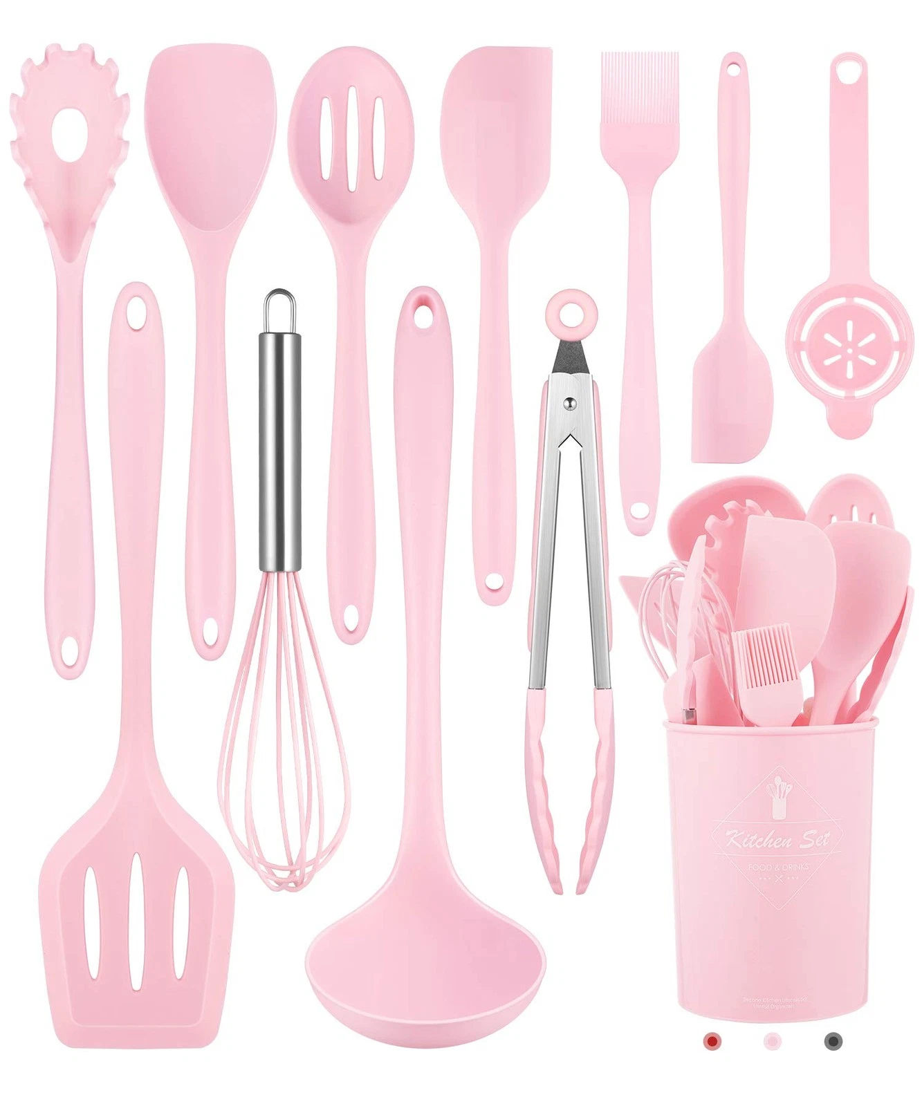 Kitchen Utensils Set-12 Pieces Silicone Cooking Utensils Set (Dishwasher Safe...