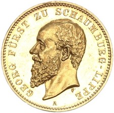Schaumburg-Lippe Georg 20 Mark 1898 A Proof RARE Gold J 285