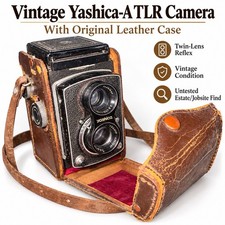 Yashica-A Vintage TLR 120 Film Camera Yashikor 80mm f/3.5 w/ Leather Case