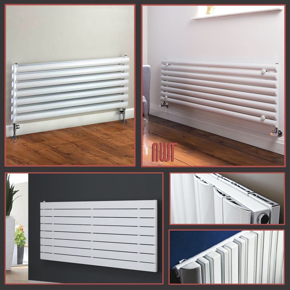 Horizontal White Designer Radiators Oval Tube Flat Panel Central Heating  Rads