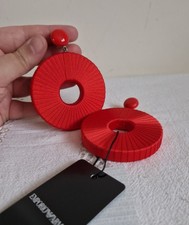 Emporio Armani Large Red Tulip Woven Drop Earrings BNWT