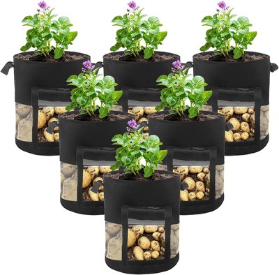 6er Pack 10 Gallonen sichtbare Kartoffel Grow Beutel, strapazierfähig verdickt 10 