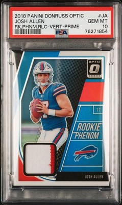 2018 Panini Donruss Optic Rookie Phenom Vert Prime Josh Allen Patch 22/50 PSA 10