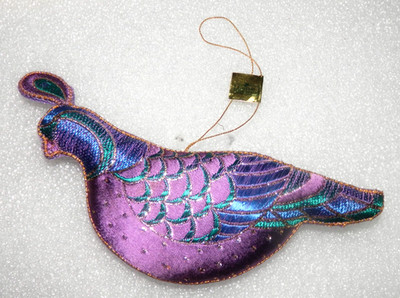 Gallery Originals Satin QUAIL Christmas Tree Ornament   Puffy Bird Vintage 1984