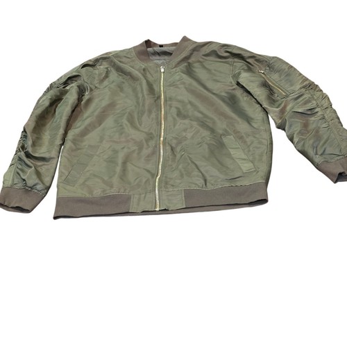 Jaywalker olivgrüne Flieger Bomberjacke┃Rüschenärmel Gold Hardwar Streetwear - Bild 10 von 11