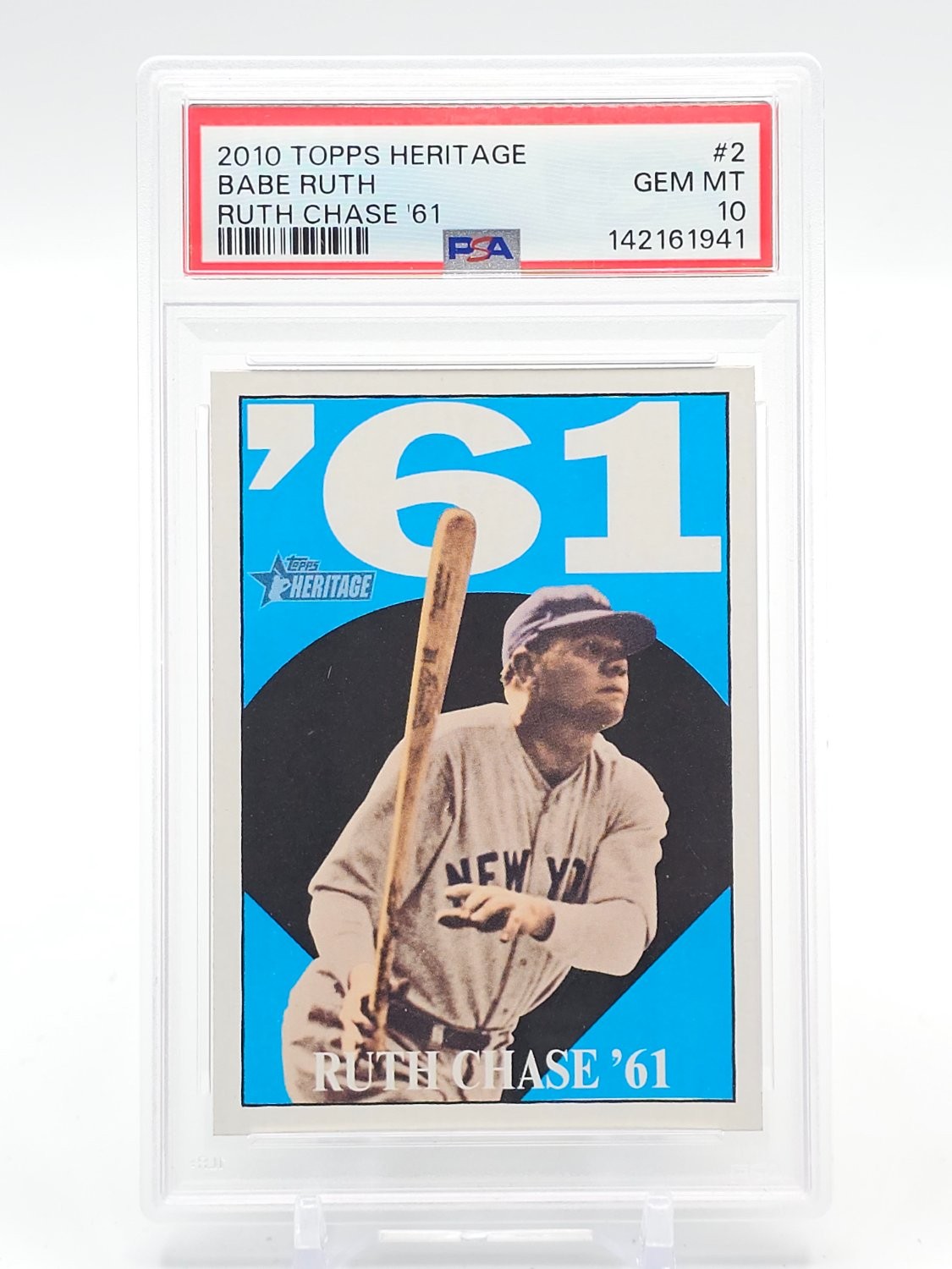 BABE RUTH 2010 TOPPS HERITAGE RUTH CHASE '61 BASEBALL #2 YANKEES PSA 10 Q1887 view 1