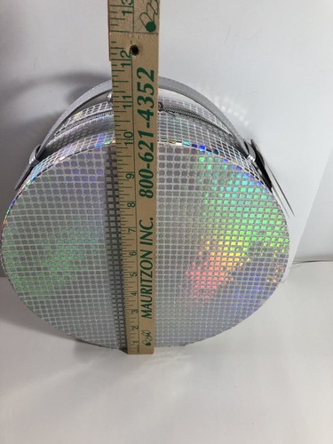 Disco Dreams. Beauty Box Round Hologram Zipper Mirror Handle New - Picture 5 of 13