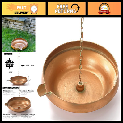 Hand Hammered Rain Chain Basin - 12.9'' Metal Anchor Bowl for Gutters & Downspout