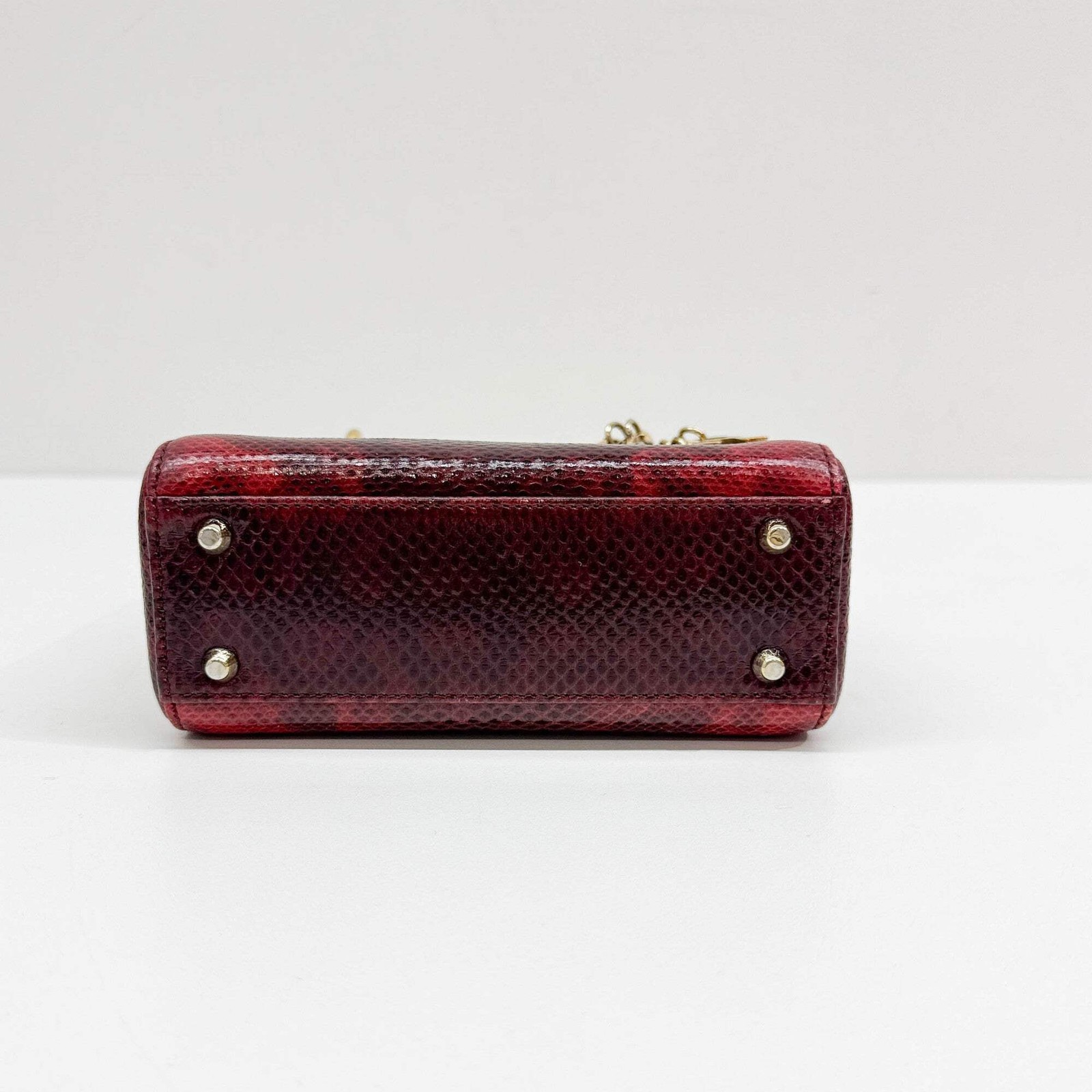 DIOR Mini Lady Dior Red Lizard Embossed Leather Two Way Bag — image 7