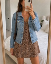 Zara Basic Blue Denim Jacket Women's Size M Short Button Pockets Collared