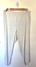 Trenery Womens  Pants Beige Linen Blend Stretch Elastic Waist EUC size 12