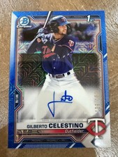 2021 Bowman Chrome #CPA-GC Gilberto Celestino Auto Blue Mojo Refractor #/150