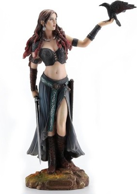 11'' Morrigan Celtic Raven Goddess of War and Death Statue Color Hand Painted