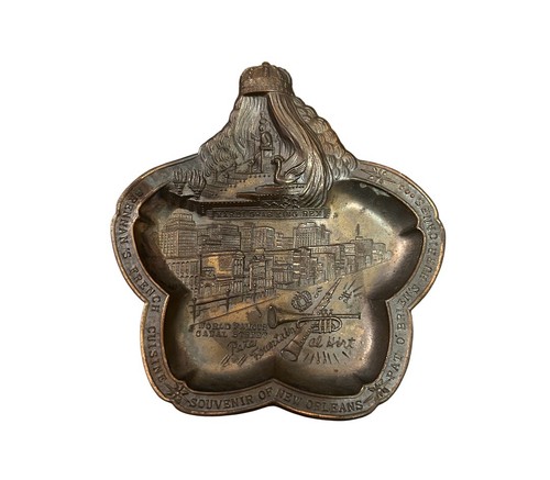 Vintage New Orleans Metal Souvenir Trinket Dish Tray