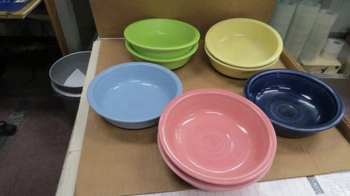 8 Fiesta FIESTAWARE Round 7" Cereal Bowls Lead Free Pink, Blue, Yellow, Green