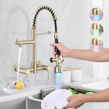 Wall Mount Kitchen Faucet, 8 Inch Center Commercial Kitchen Sink Faucet with ...