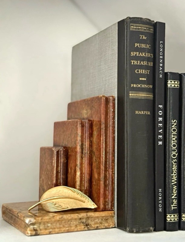 Vintage Italian Alabaster Bookends | Noymer Stone Bookends l Made in Italy