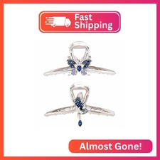 Rhinestone Hair Claw Clips, Large Metal Crystal Butterfly Jaw Clips for Women La