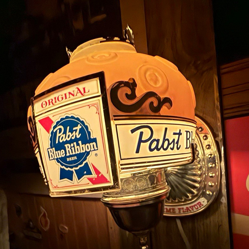 Pabst Blue Ribbon Advertising Wall Sconce Lamp, Blue/White, Corded Electric