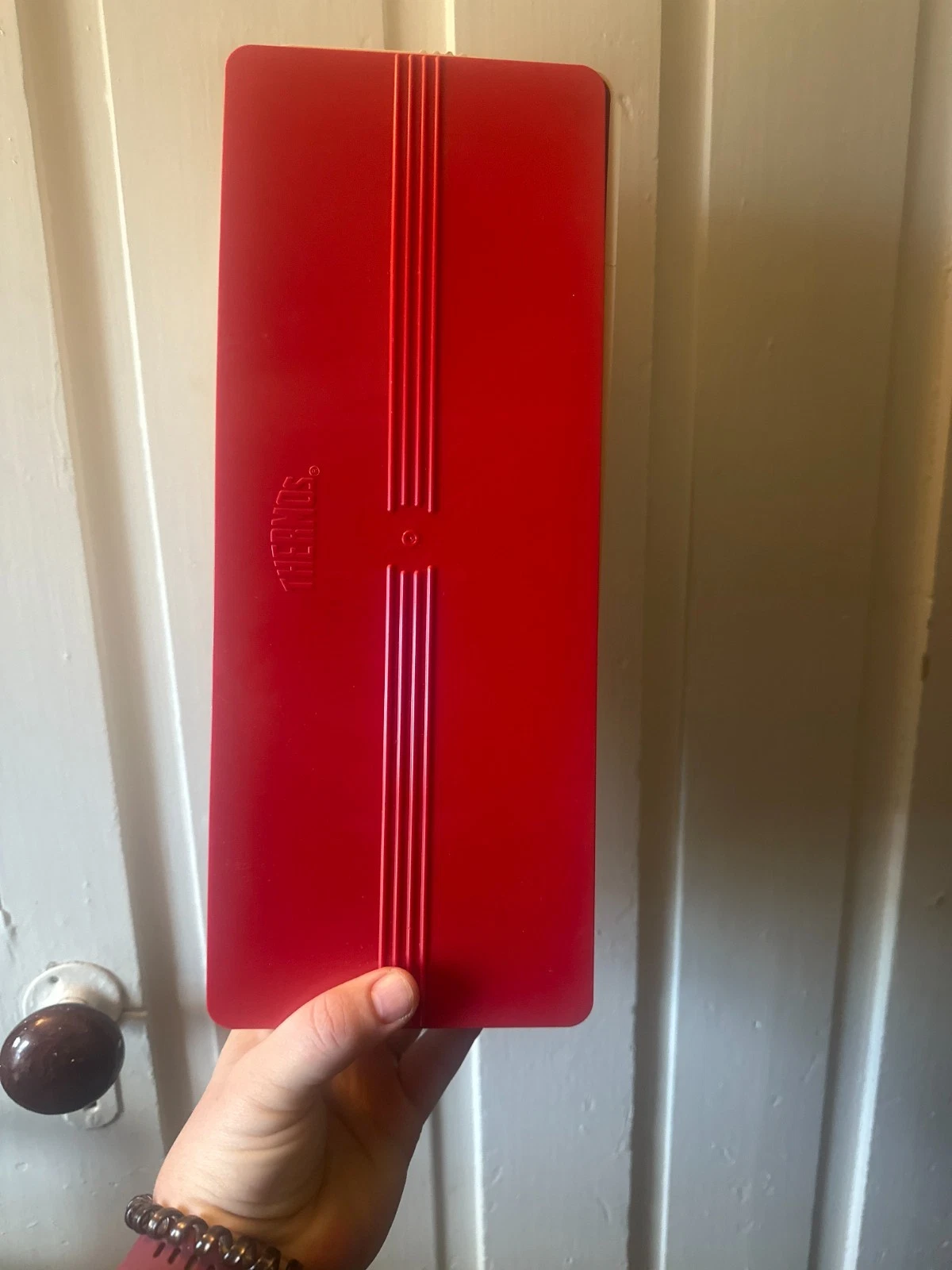 Thermos Red & Tan Bread Box 13.25" x 5.25" x 4" Plastic with Lid Vintage Granny