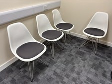 Eames Vitra DSR Eiffel Designer chrome leg chairs white and upholstered x 4