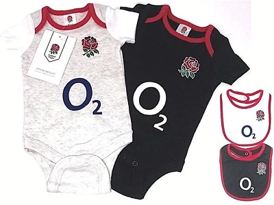 ENGLAND RFU SIX NATIONS RUGBY BABIES BODY PRAM SHORT SLEEVE BABY GROW VESTS